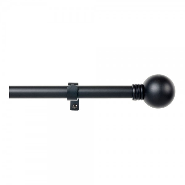 Kit barra cortina anillo negro extensible de 110 - 200 cm