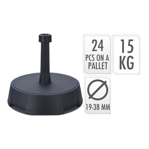 Base de parasol 15 kg antracita ø19 - 38 mm