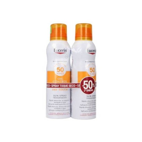Eucerin sun spray transparente dry touch SPF 50+ 2x200 ml pack duplo promo
