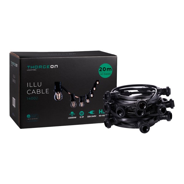Guirnalda 40 portalámparas 2000 w 50-60 hz 220-240 v e27 ip44 20 m
