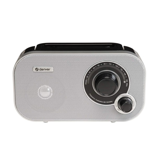 Denver tr-51w blanco / radio fm portátil con sintonización analógica y funcionamiento a pilas